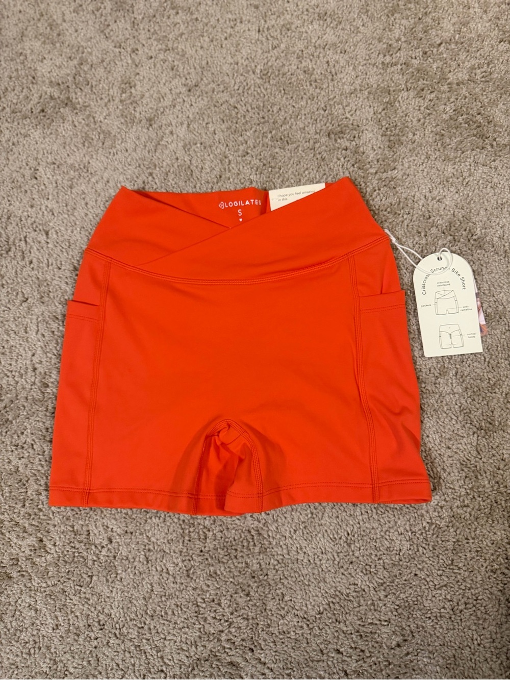 POPFLEX Crisscross Scrunch High-Waist Shorts, Small (Spicy Orange)!
